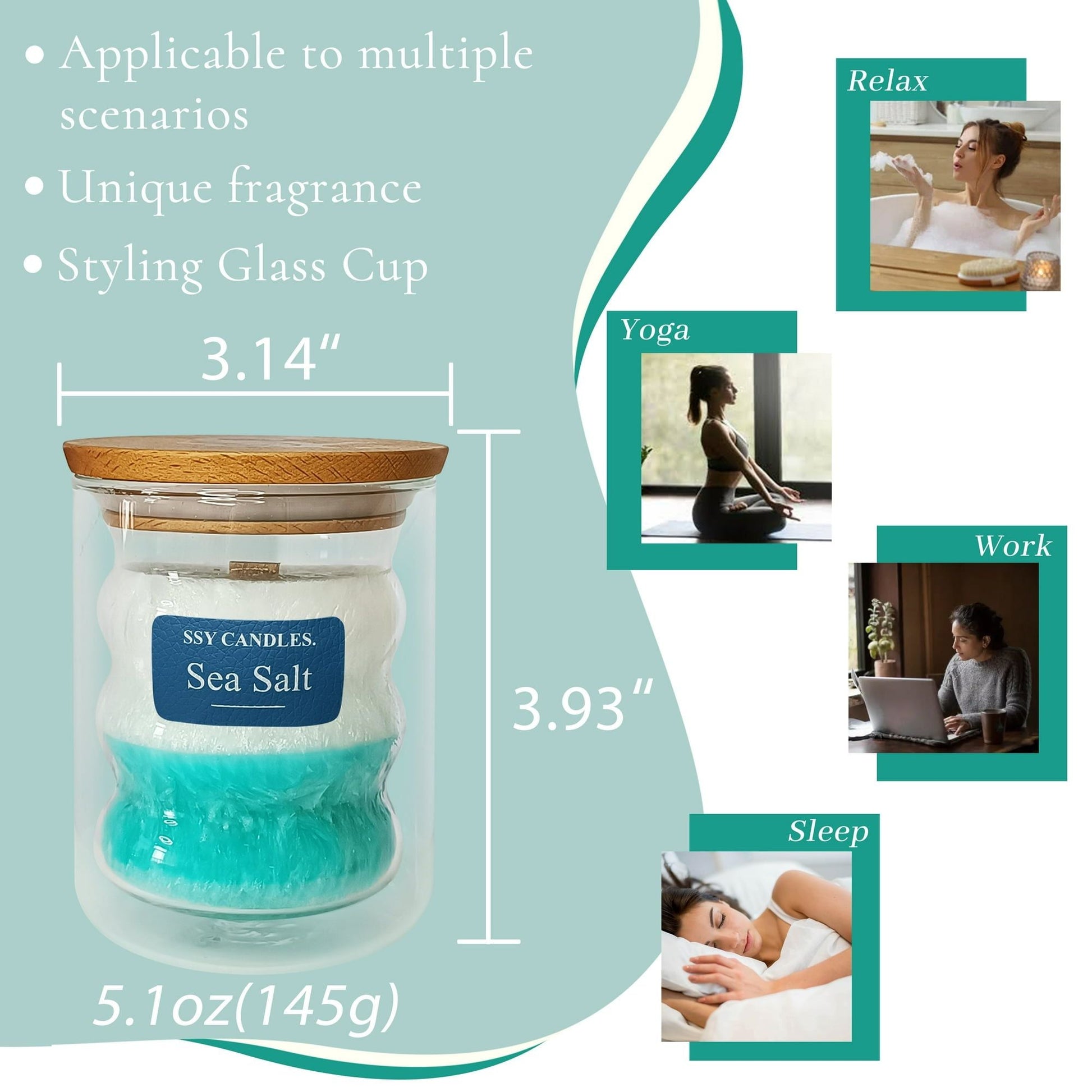 Sea Salt Scented Candles for Home - Jar Candles 8.4 oz - Wooden Wick Candles - Candles Gifts for Women - Aromatherapy Candles EasyOptionXY LLC