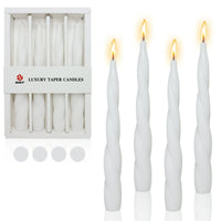 7.5 Inches Spiral Taper Candles White Twisted Candle Unscented Handmade Candles, Handmade Candlesticks for Wedding Dinner Decor, Set of 4 EasyOptionXY LLC