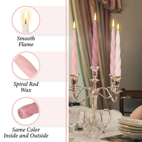 7.4 Inches Spiral Taper Candles White Twisted Candle Unscented Handmade Candles, Handmade Candlesticks for Wedding Dinner Decor, Set of 4 EasyOptionXY LLC