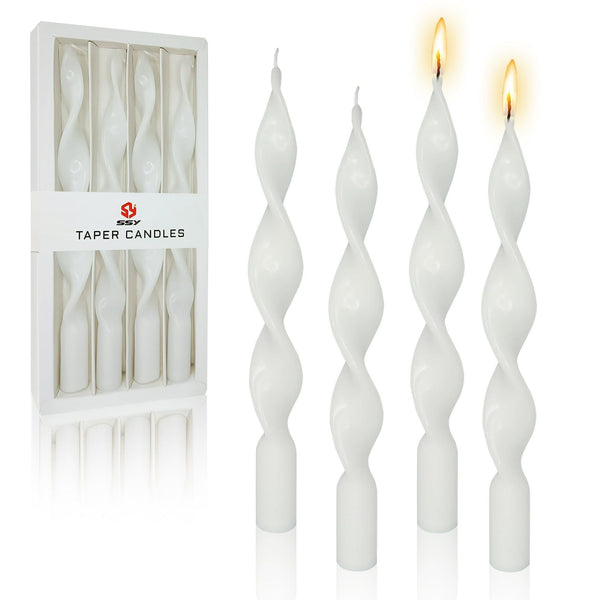 Spiral Taper Candle Long Candlesticks,Gedengni 10 INCH Colored Candle Stick White Tapered Candles Unscented Twisted Candlestick for Home D¨¦cor Weddings Festive Holiday EasyOptionXY LLC