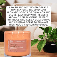 Cinnamon Clove Citrus 3-Wick Candle | Natural Soy Wax Candle for Home, 15.8 Oz Large Aromatherapy Candle for Relaxation, Scented Candle for Women and Men, Luxury Candle Gift for Him and Her EasyOptionXY LLC