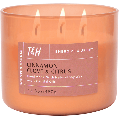 Cinnamon Clove Citrus 3-Wick Candle | Natural Soy Wax Candle for Home, 15.8 Oz Large Aromatherapy Candle for Relaxation, Scented Candle for Women and Men, Luxury Candle Gift for Him and Her EasyOptionXY LLC