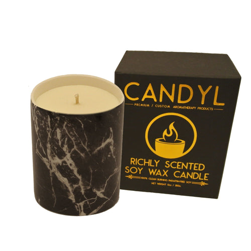 100% Soy Wax Candle in Black Grey Marble Ceramic Jar 15oz 60+ Hour Gray EasyOptionXY LLC