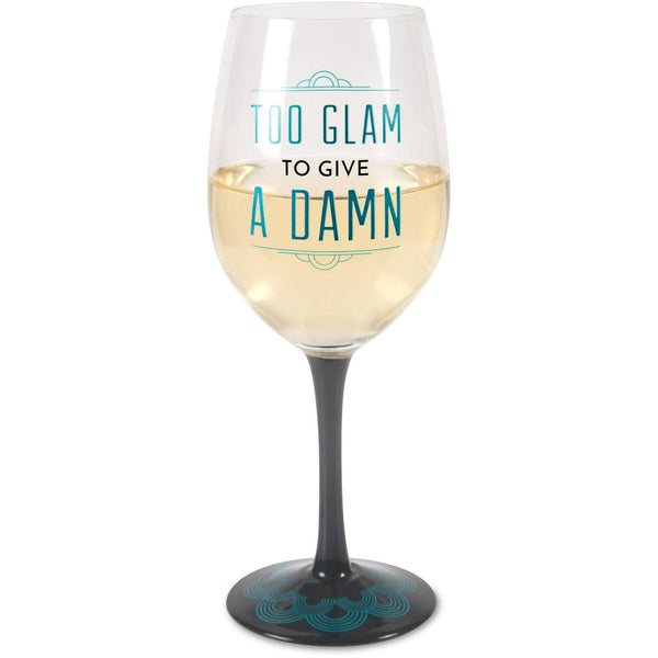 Pavilion Gift Company Pretty Inappropriate Too Glam To Give A Damn Wine Glass Candle Holder, Blue (68531) EasyOptionXY LLC