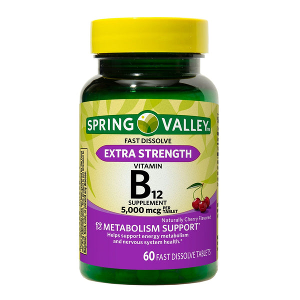Spring Valley Extra Strength Vitamin B12 Fast Dissolve Tablets; 5000 mcg; 60 Count EasyOptionXY LLC