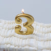 Number #3 Metallic Gold Candle - 3 1/4 Inches Tall x 2 inches Wide (unscented) (170419) EasyOptionXY LLC