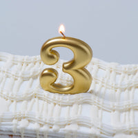 Number #3 Metallic Gold Candle - 3 1/4 Inches Tall x 2 inches Wide (unscented) (170419) EasyOptionXY LLC
