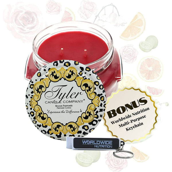 Tyler Candle Company Kathina Scent Jar Candle - Luxurious Scented Candle with Essential Oils - Long Burning Candles 110-120 Hours - Large Candle 22 oz with Worldwide Nutrition Multi Purpose Key Chain EasyOptionXY LLC