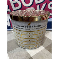 Bath & Body Works White Barn 3 WICK Candle ~ WARM OCEAN BREEZE ~ What it smells like: strolling along the pier at dusk. Fragrance notes: ocean sandalwood, warm sage, eucalyptus zest and coconut. EasyOptionXY LLC