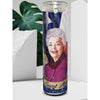 Saint Ann Richards Celebrity Prayer Devotional Parody Candle, 8" White Unscented Glass