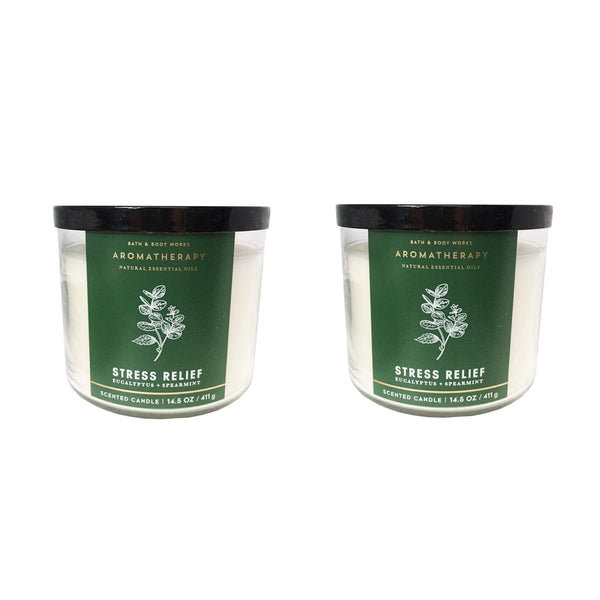 Bath and Body Works Aromatherapy 3 Wick Candle, 14.5 Oz, Eucalyptus Spearmint (2 Pack) EasyOptionXY LLC