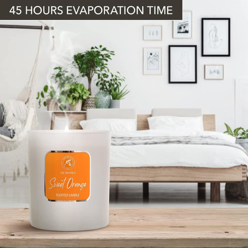 Scented Candle Sweet Orange - Essential Oil Aromatherapy Candle - Soywax Candle - Up to 45 Hours Burn Time - Glass Candle Gift - Luxury and Sensual Soy Wax Candle - Home Scented Candles EasyOptionXY LLC
