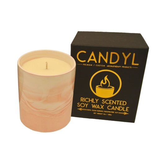 100% Soy Wax Candle in Pink Marble Ceramic Jar 15oz 60+ Hour EasyOptionXY LLC