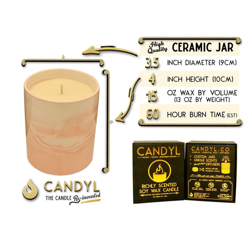 100% Soy Wax Candle in Pink Marble Ceramic Jar 15oz 60+ Hour EasyOptionXY LLC