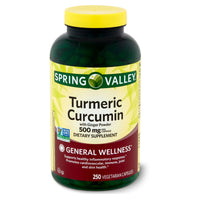 Spring Valley Standardized Extract Turmeric Curcumin Vegetarian Capsules; 500 mg; 250 Count EasyOptionXY LLC