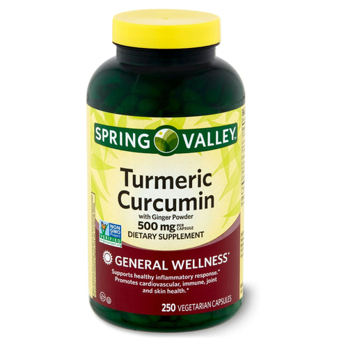 Spring Valley Standardized Extract Turmeric Curcumin Vegetarian Capsules; 500 mg; 250 Count EasyOptionXY LLC