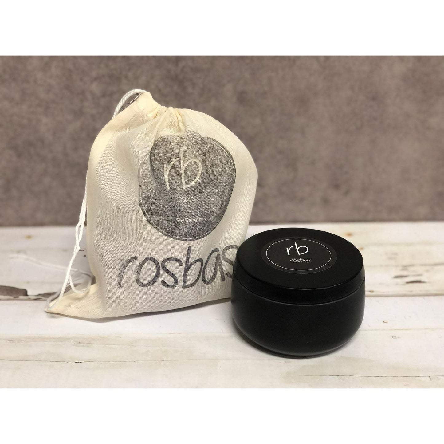 Rosbas Candle, Black Sea Scented, Natural Soy Wax, 6 oz Black Tin, Cotton Wick, Long Burn Time, Drawstring Cotton Bag, Home, Handmade in USA EasyOptionXY LLC