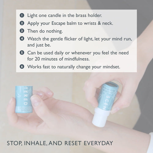 Scentered Aromatherapy Balm & Meditation Candle Set - Mindful Escape Relaxation - x12 Beeswax Candles with Brass Holder & x1 Essential Oil Blend Balm EasyOptionXY LLC