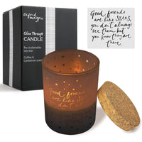 Good Friends are Like Stars Gift Candle Moving Away Thinking of You. Inspiring Message Glows Through Jar. Lights Friendship Message Quote from Inside Holder. Cork Lid Soy Wax, 8oz, 3x3x4 EasyOptionXY LLC