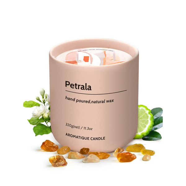 Petrala 11.3 Oz 50 Hours Burn Time Amber Candle Strong Scented Candles , Natural Soy and 2 Lead-Free Cotton Wicks Musk Fragrance Pink Candle.Gift for Birthday Mothers Day Gifts EasyOptionXY LLC
