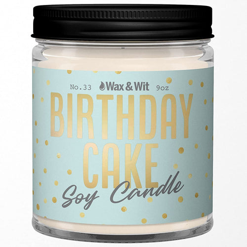 Wax & Wit - 9oz Scented Soy Candle - Infused with Birthday Cake - Birthday Gifts for Her, Aromatherapy Candles EasyOptionXY LLC
