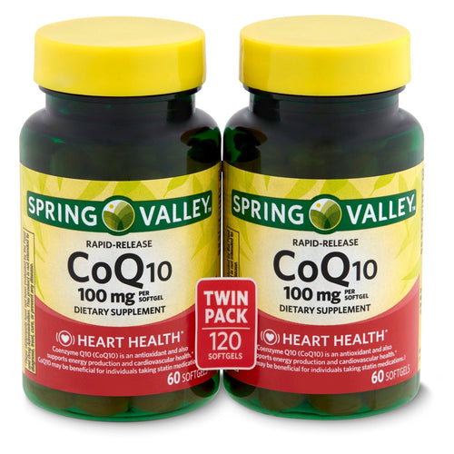Spring Valley Rapid-Release CoQ10 Dietary Supplement; 100 mg; 60 Count; 2 pack EasyOptionXY LLC