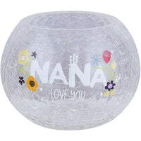 Pavilion Gift Company Nana Love Floral Round Candle, 5 Inch Included 5" Crackled Glass Tealight Holder EasyOptionXY LLC