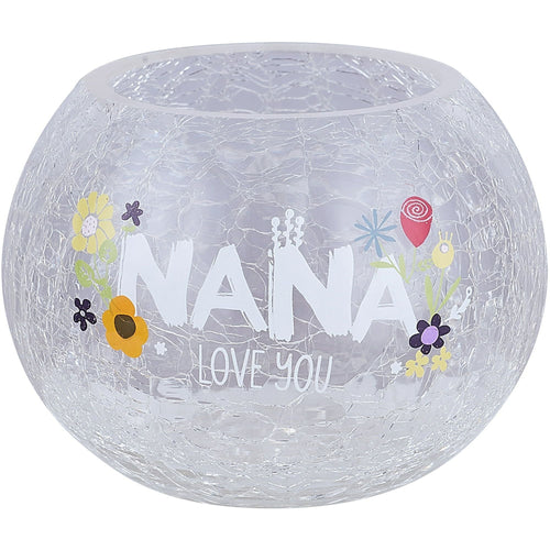 Pavilion Gift Company Nana Love Floral Round Candle, 5 Inch Included 5" Crackled Glass Tealight Holder EasyOptionXY LLC