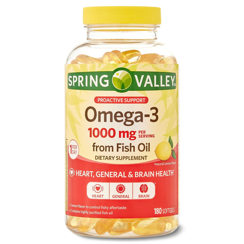 Spring Valley Omega-3 Fish Oil Soft Gels; 1000 mg; 180 Count EasyOptionXY LLC