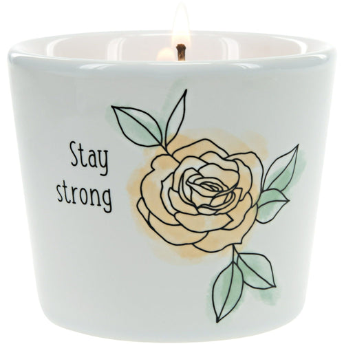 Pavilion Gift Company Stay Strong Tranquility Soy Wax Stoneware Vessel Single Wick Candle, 8oz, White (27100) EasyOptionXY LLC