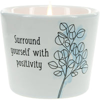Pavilion Gift Company Surround Yourself with Positivity Tranquility Soy Wax Stoneware Vessel Single Wick Candle, White, 8oz (27102) EasyOptionXY LLC