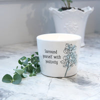 Pavilion Gift Company Surround Yourself with Positivity Tranquility Soy Wax Stoneware Vessel Single Wick Candle, White, 8oz (27102) EasyOptionXY LLC