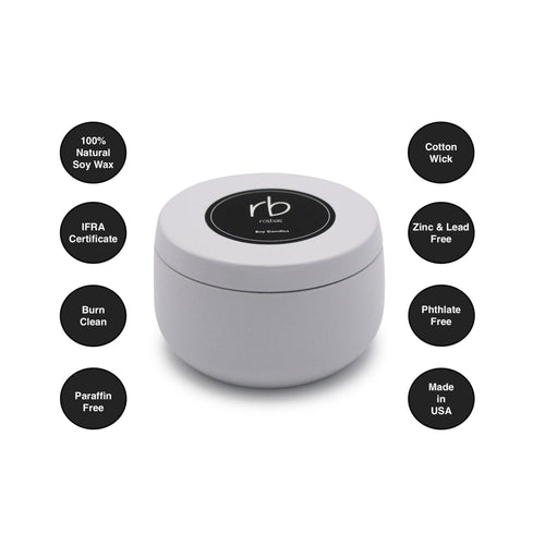 Rosbas Candle, Black Sea Scented, Natural Soy Wax, 6 oz White Tin, Cotton Wick, Long Burn Time, Drawstring Cotton Bag, Home, Handmade in USA EasyOptionXY LLC