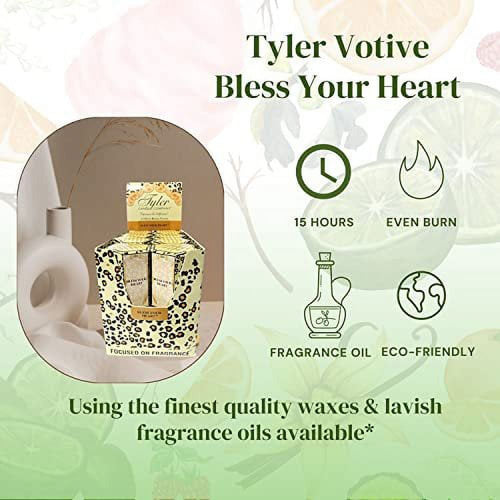 Tyler Candle Company Bless Your Heart Votive Candles - Luxury Scented Candle with Essential Oils - 16 Pack of 2 oz Small Candles with 15 Hour Burn Time Each - with Bonus Key Chain EasyOptionXY LLC