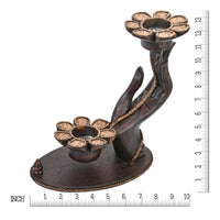 Prayer Hand Holding Flowers Carved Rain Tree Wood Candle Holder EasyOptionXY LLC