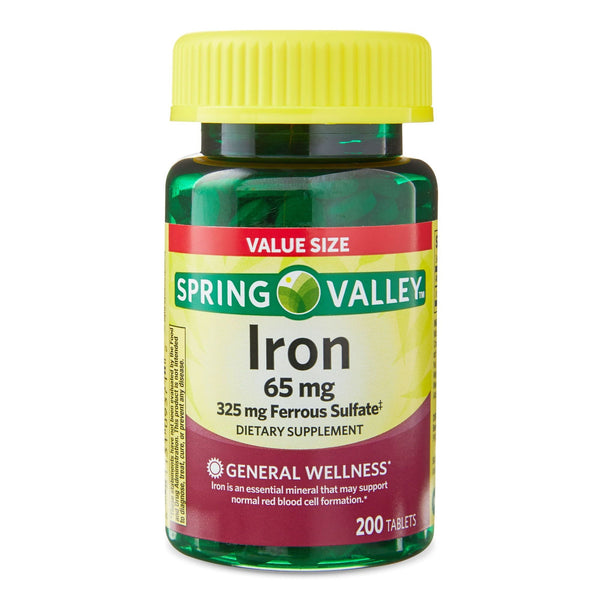 Spring Valley Iron Tablets Dietary Supplement Value Size; 65 mg; 200 Count EasyOptionXY LLC