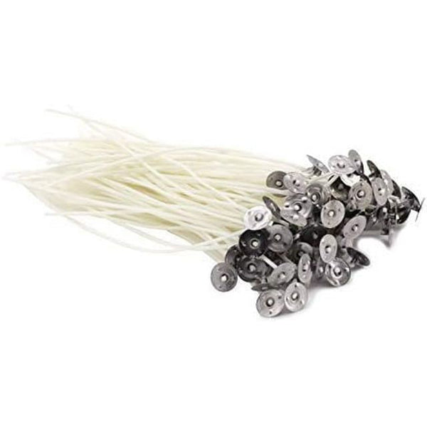 6-Inch Natural Candle Wicks with Tabs 100pcs 100% Natural Cotton Core - Low Smoke - Pre-Waxed for Candle Making EasyOptionXY LLC