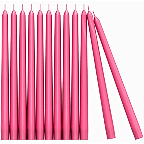 CANDWAX 10 inch Taper Candle Sticks Long Burning Set of 12 - Dripless Dinner Candles for Table Look Like Matte Metallic Candles and are Ideal for Any Occasion - Pink Glitter Taper Candles EasyOptionXY LLC