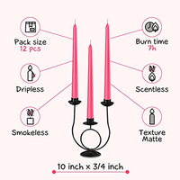 CANDWAX 10 inch Taper Candle Sticks Long Burning Set of 12 - Dripless Dinner Candles for Table Look Like Matte Metallic Candles and are Ideal for Any Occasion - Pink Glitter Taper Candles EasyOptionXY LLC