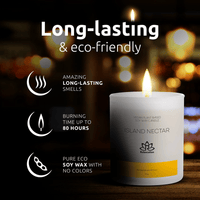 Soy Wax Candle in Glass Jar Island Nectar Clean Burn up to 80 Hours Handmade in USA Natural and Safe by Relaxcation 10 oz EasyOptionXY LLC