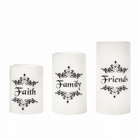 EcoGecko Set of 3 4", 5", 6" Real Wax Flameless LED Candles with Faith Family Friends Decal Battery Operated Inspirational Home Decor with 5 Hour Timer, Super Long Battery Life EasyOptionXY LLC