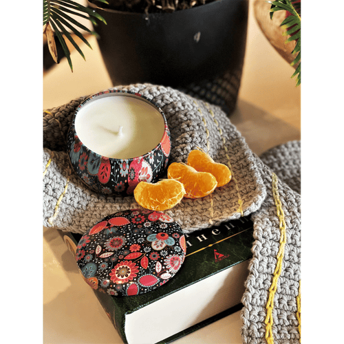 Soy Wax Candle in Tin Jar Sweet Orange Clean Burn up to 25 Hours Handmade in USA Natural and Safe by Relaxcation 6 oz EasyOptionXY LLC