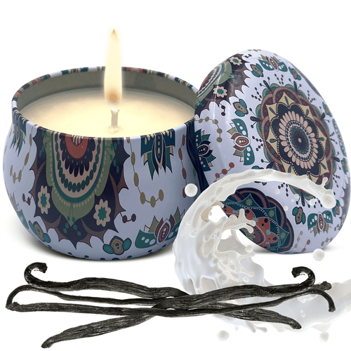 Soy Wax Candle in Tin Jar Vanilla Cream Clean Burn up to 25 Hours Handmade in USA Natural and Safe by Relaxcation 6 oz EasyOptionXY LLC