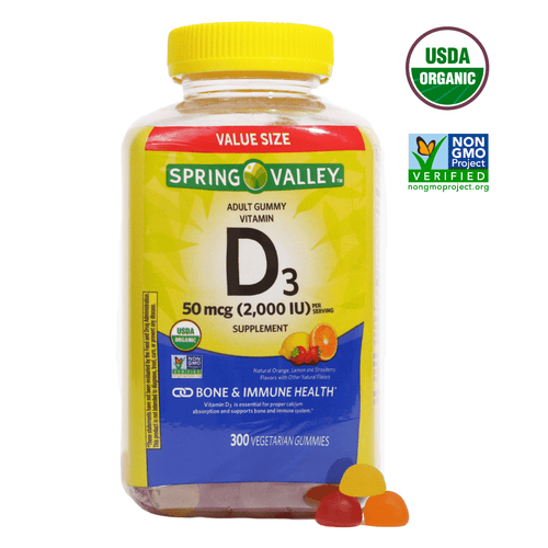 Spring Valley Vitamin D3 Gummies; 50 mcg; 300 Count EasyOptionXY LLC