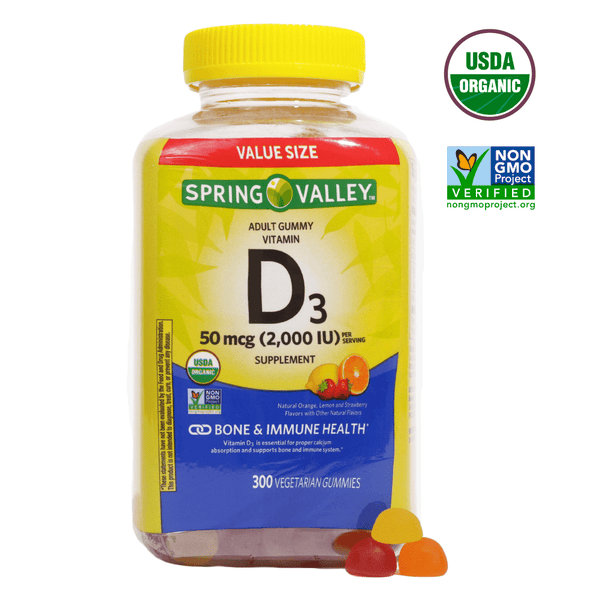 Spring Valley Vitamin D3 Gummies; 50 mcg; 300 Count EasyOptionXY LLC