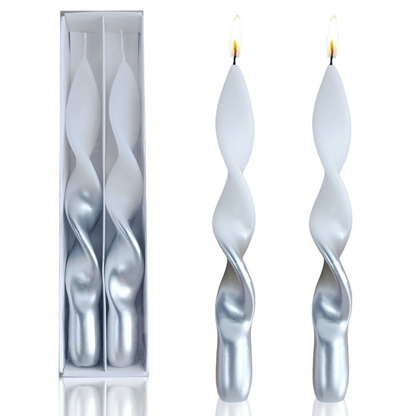 FCMSHAMD 8.8'' White Silver Taper Candles -Unscented(2 Pack) EasyOptionXY LLC