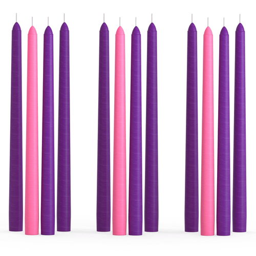 CANDWAX 10 inch Taper Advent Candles 3 Sets - Dripless Taper Candles and Unscented Candlesticks - Long Burning Tapered Candles Perfect as Advent Wreath Candles Tapers - Purple Advent Candles EasyOptionXY LLC