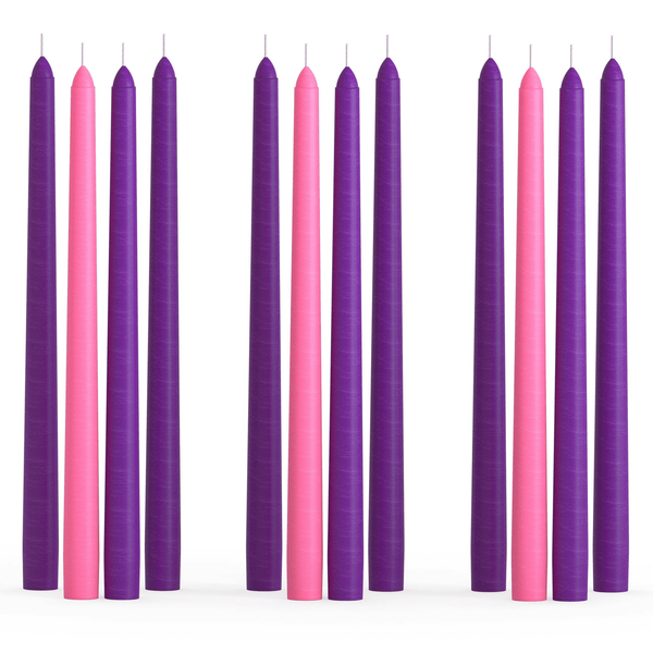 CANDWAX 10 inch Taper Advent Candles 3 Sets - Dripless Taper Candles and Unscented Candlesticks - Long Burning Tapered Candles Perfect as Advent Wreath Candles Tapers - Purple Advent Candles EasyOptionXY LLC