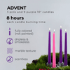 CANDWAX 10 inch Taper Advent Candles 3 Sets - Dripless Taper Candles and Unscented Candlesticks - Long Burning Tapered Candles Perfect as Advent Wreath Candles Tapers - Purple Advent Candles EasyOptionXY LLC
