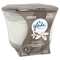 Glade Candle Alluring Sheer Vanilla Embrace Scent, 3-Wick, 6.8 oz (193 g), 1 Count, Fragrance Infused with Essential Oils, Notes of Vanilla Blossom, White Orchid, Sandalwood Scented Candles EasyOptionXY LLC